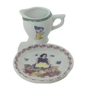 Disney Snow White Seven Dwarf Miniature figurine Schylling Dopey Cup Saucer vtg